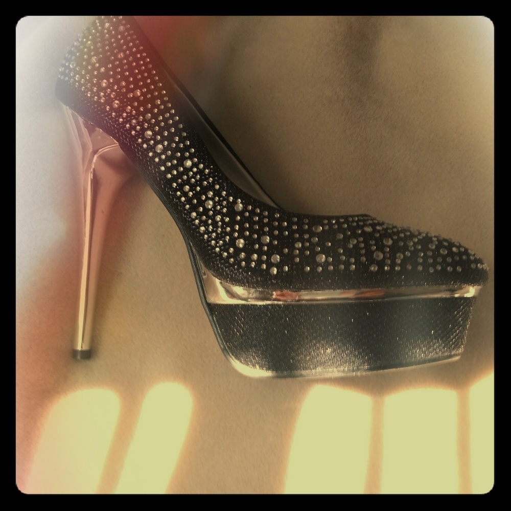 Gorgeous Black and silver, bedazzled  heel